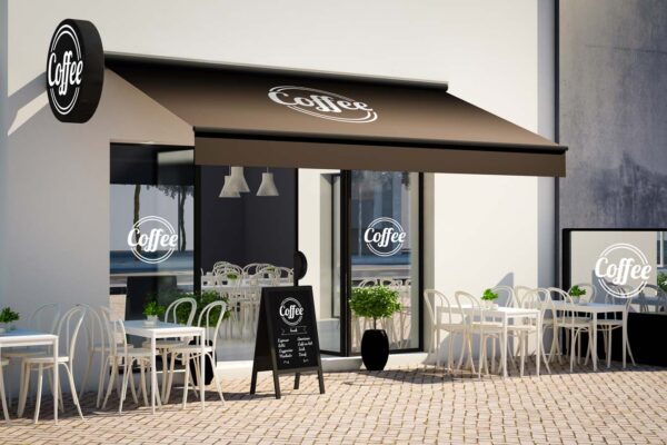 café facade mockup with branding elements café facade 3d rendering